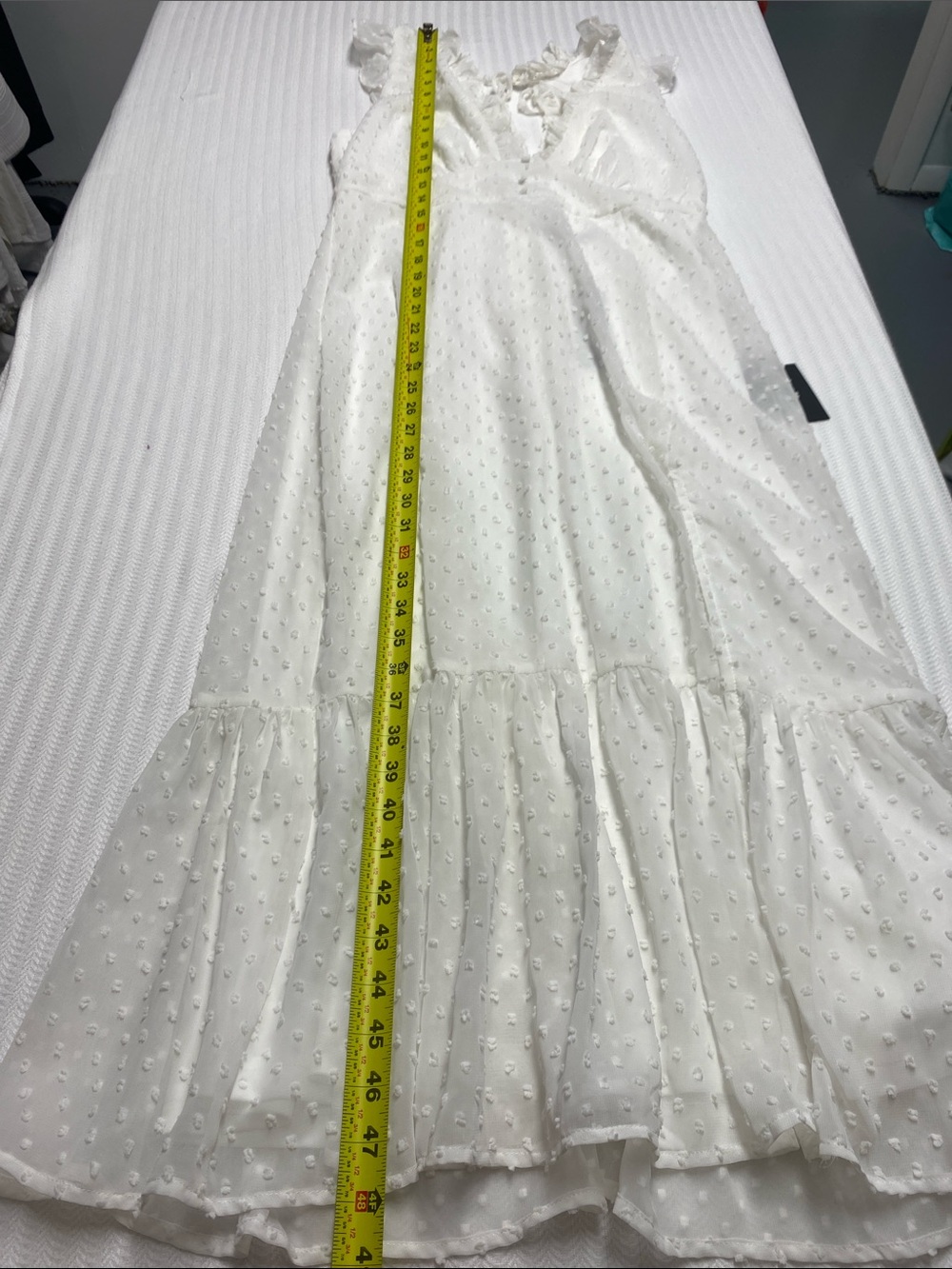 Lulu's Swiss Dot Maxi Dress Soft Girl Fairycore Beach Bridal Ivory White Large - Picture 15 of 15